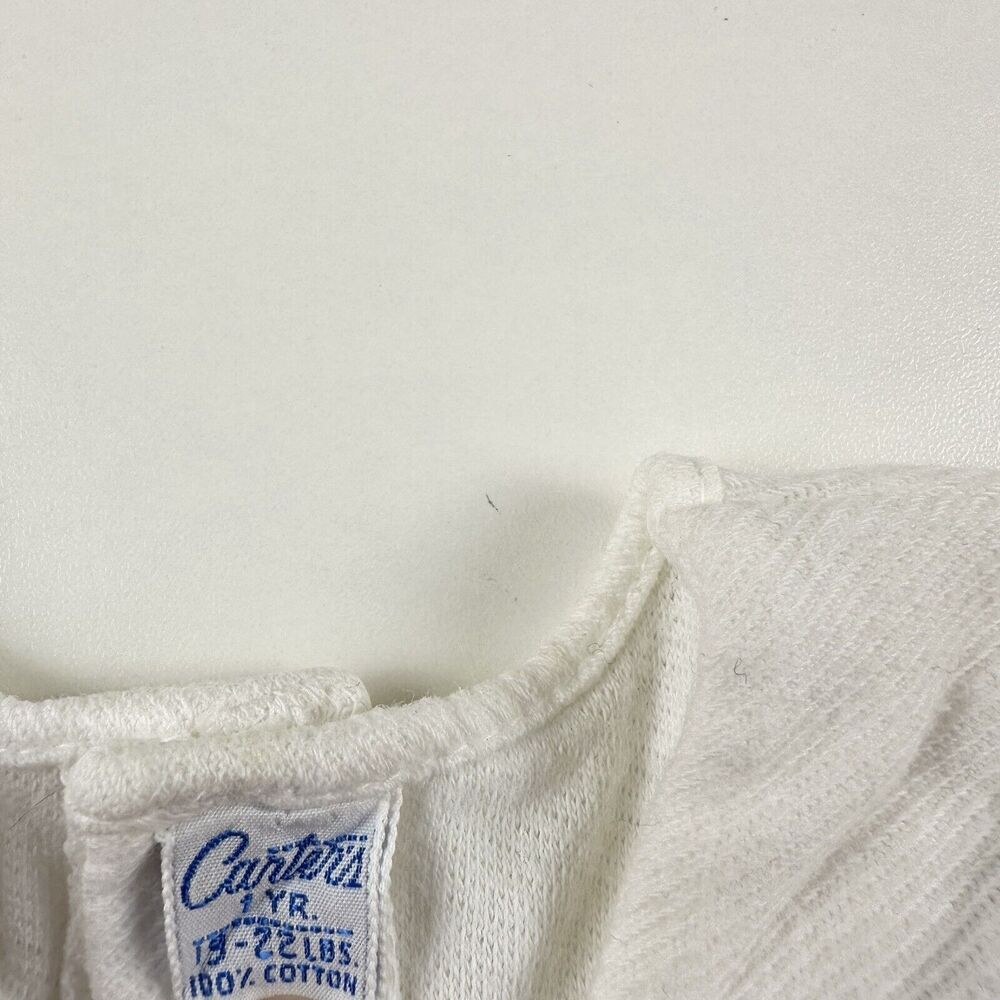 Carters Vintage Baby One Year Snap Shirt White Embroidered Girl Danish Clog Boat - Picture 3 of 7